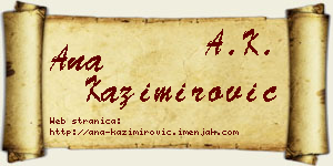 Ana Kazimirović vizit kartica